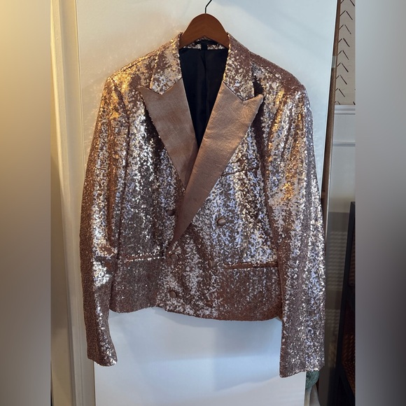 Devil’s AdvocateDouble-Breasted Embellished Boxy Fit Blazer with wide lapels